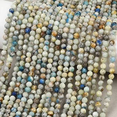 Natural Blue Azurite in Calcite Beads Strands LS-G-P618-4mm-01-1