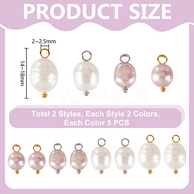 20Pcs Natural Pearl Pendants PALLOY-GA00015-1