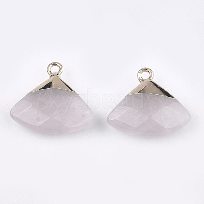 Electroplate Natural Rose Quartz Pendants G-T112-04I-1