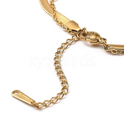 304 Stainless Steel Trinity Knot 2-Strand Square Snake Chains Bracelets for Women BJEW-Q335-03G-1