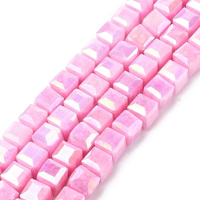 Electroplate Opaque Glass Beads Strands EGLA-U004-02A-1