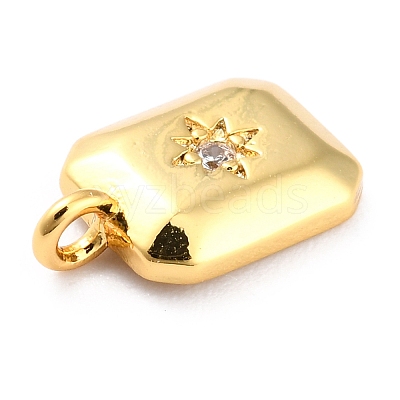 Brass Clear Cubic Zirconia Charms X-KK-J276-10G-1