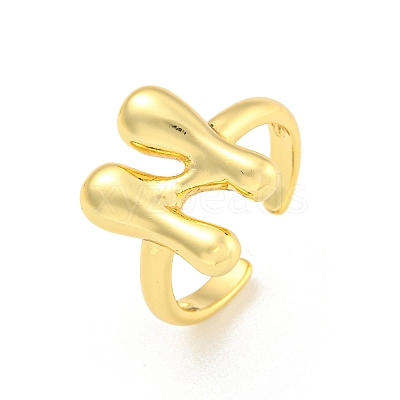 Brass Letter Open Cuff Rings for Women RJEW-G313-01N-G-1