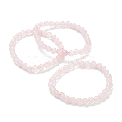 Natural Rose Quartz Beaded Stretch Bracelets BJEW-A117-B-11-1