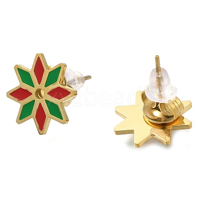 Ion Plating(IP) 304 Stainless Steel Enamel Stud Earrings EJEW-I316-03G-01-1