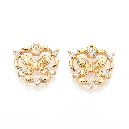 Brass Micro Pave Cubic Zirconia Pendants X1-KK-N263-77B-G-1