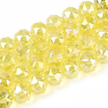 AB Color Plated Transparent Glass Round Beads Strands EGLA-T029-8mm-12T-16-1