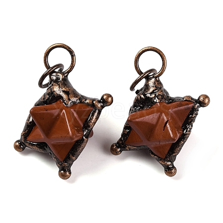 Natural Red Jasper Merkaba Star Pendants G-C144-01R-04-1