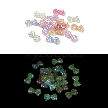 Bowknot UV Plating Luminous Rainbow Iridescent Acrylic Beads LACR-R001-03A-1