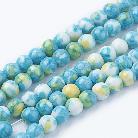 Synthetic Ocean White Jade Beads Strands G-B367-1-1