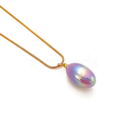 Plastic Oval Pendant Necklaces PW-WG36D15-05-1