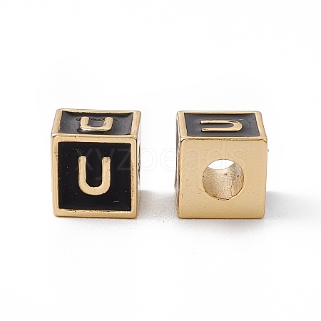 Rack Plating Brass Enamel Beads KK-B060-04G-01U-1