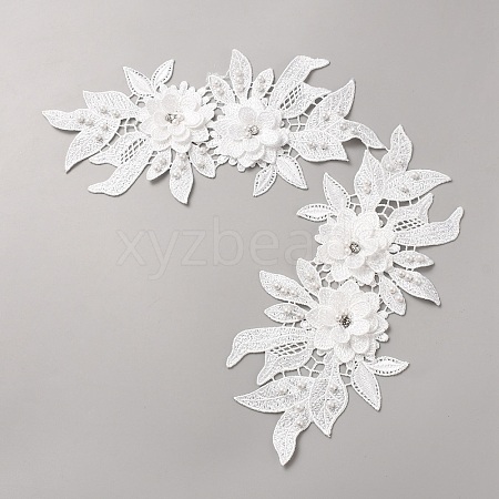 Polyester & Plastic Pearl & Rhinestone Ornament Accessories PATC-WH0008-104B-1