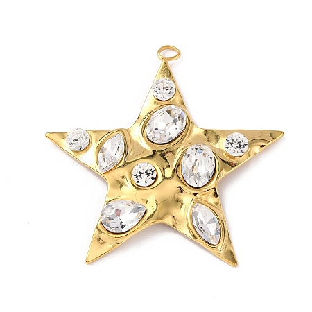 304 Stainless Steel Cubic Zirconia Pendants STAS-Z182-07G-03-1
