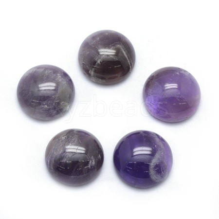 Natural Amethyst Cabochons G-P393-R14-14mm-1