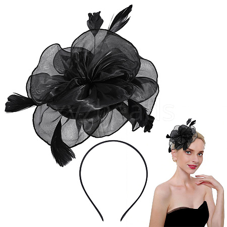 Organza Hat Hair Clips and Hair Bands for Women OHAR-WH0034-37-1