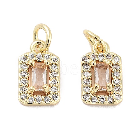 Brass Micro Pave Cubic Zirconia Charms KK-C051-11G-03-1