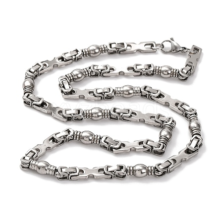 201 Stainless Steel Column & Rectangle Links Chain Necklace NJEW-F222-36P-1