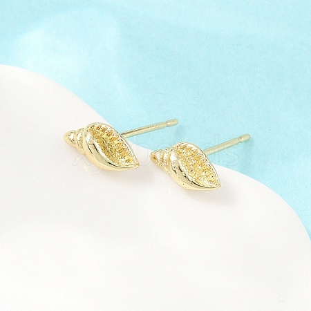 Brass Stud Earrings EJEW-P346-01B-G-1