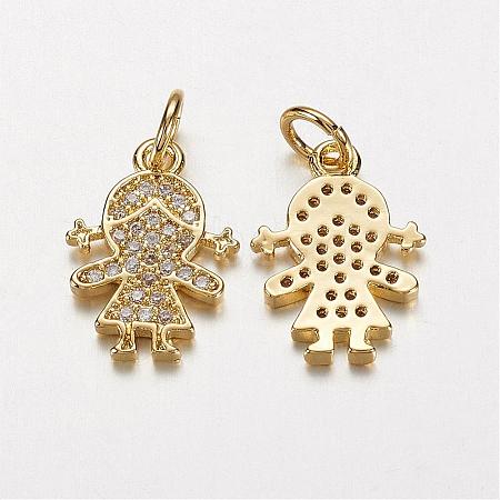 Electrophoresis Brass Micro Pave Cubic Zirconia Charms ZIRC-P047-14G-1