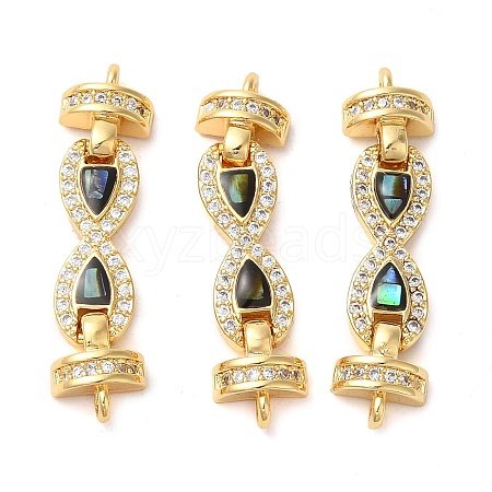 Rack Plating Brass Micro Pave Clear Cubic Zirconia Infinity Links Connector Charms KK-K385-103G-02-1