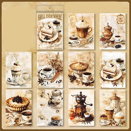 6 Styles Coffee Pattern Sealing Stickers DIY-Z038-12A-1