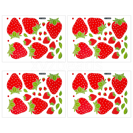 PVC Waterproof Strawberry Self Adhesive Stickers DIY-WH0502-31-1