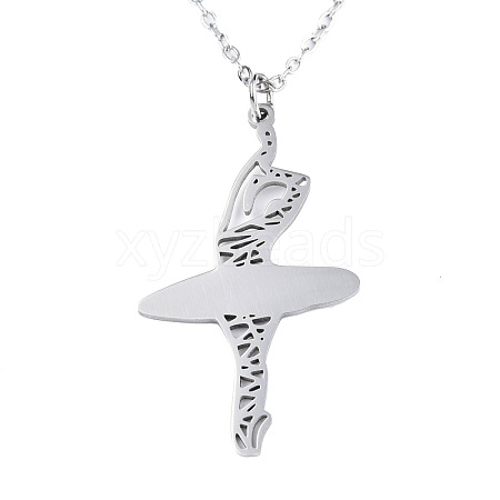 Non-Tarnish 201 Stainless Steel Pendant Necklaces NJEW-T009-JN111-1-45-1