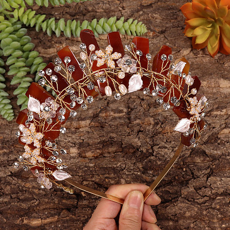 Natural Rose Quartz Hair Bands PW-WG52147-30-1