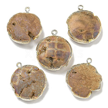 Electroplated Natural Druzy Agate Pendants G-A229-01B-1