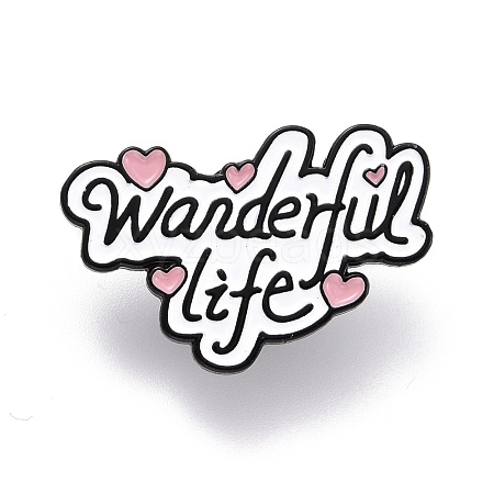 Wonderful Life Word Enamel Pin JEWB-O005-E03-1