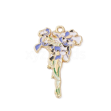 Light Gold Plated Alloy Enamel Pendants ENAM-D065-01KCG-01-1