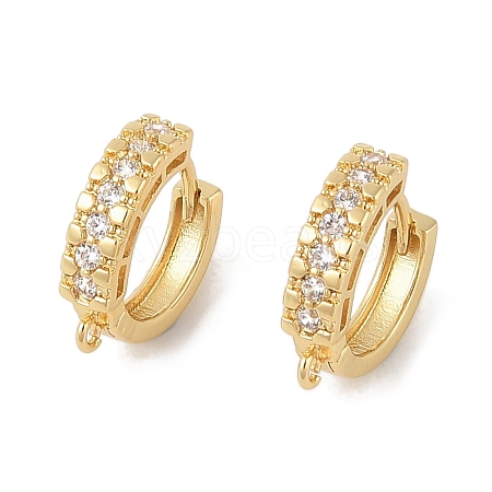 Brass with Cubic Zirconia Hoop Earrings Finding KK-Q822-02G-1