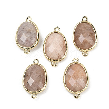 Natural Sunstone Faceted Connector Charms G-K347-11G-01-1