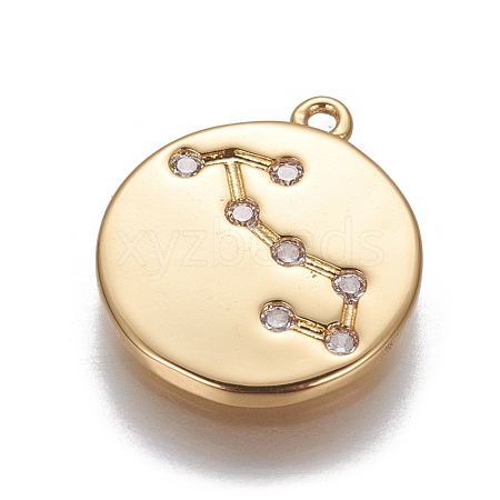 Brass Cubic Zirconia Pendants ZIRC-O029-11G-07-1