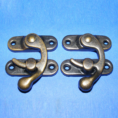Iron Wooden Box Lock Catch Clasps IFIN-R203-93AB-1