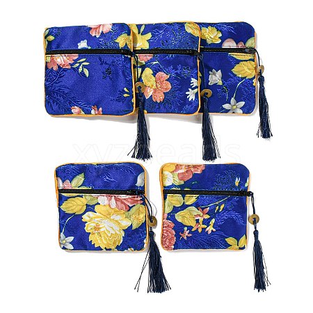 Chinese Style Floral Cloth Jewelry Storage Zipper Pouches AJEW-D063-01H-1