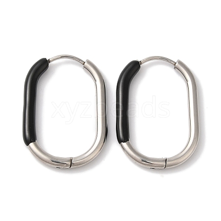 Oval Ion Plating(IP) 304 Stainless Steel Hoop Earrings for Women EJEW-L287-038P-01-1