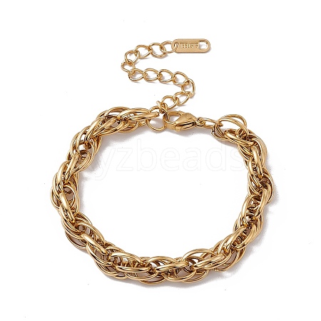 304 Stainless Steel Rope Chain Bracelet for Men Women BJEW-P284-09G-1