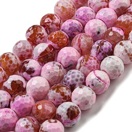 Faceted Natural Fire Crackle Agate Beads Strands G-F447-12mm-J03-1