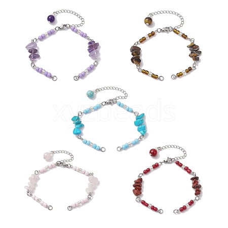 Mixed Gemstone Chips & Handmade Seed Beads Bracelet Making AJEW-MZ00001-1