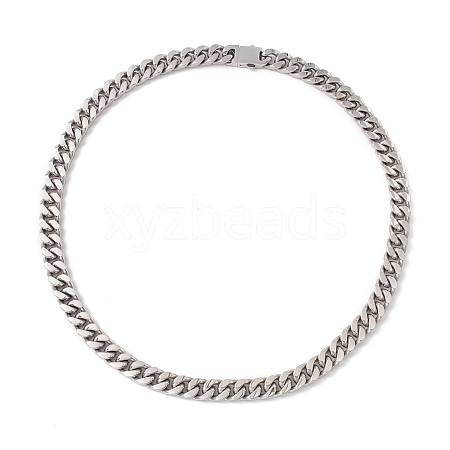 Non-Tarnish 304 Stainless Steel Curb Chains Necklace for Women NJEW-E155-08P-01-1