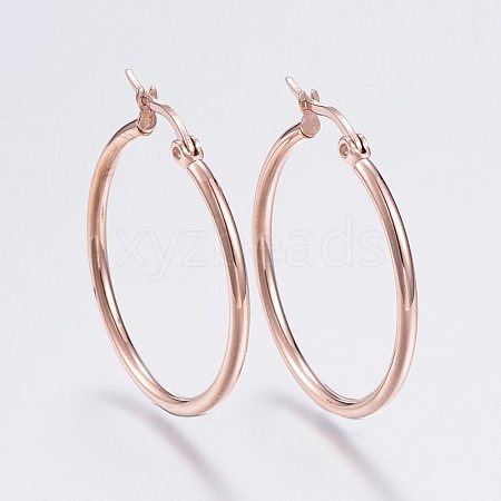 304 Stainless Steel Hoop Earrings EJEW-F105-08RG-1