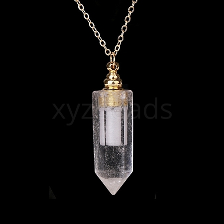 Natural Quartz Crystal Perfume Bottle Pendant Necklace PW-WG2A891-26-1