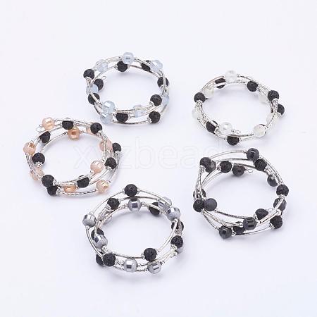 Electroplate Glass Bead Wrap Bracelets BJEW-JB03260-1