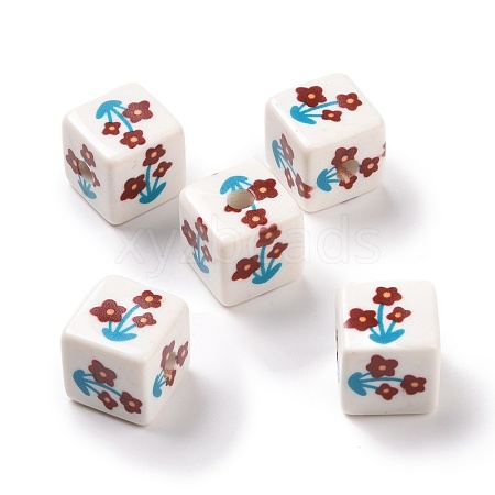 Opaque Printed Acrylic Beads MACR-C007-01I-1