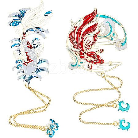 ARRICRAFT 2Pcs 2 Style Alloy Enamel Pendant Bookmarks AJEW-AR0001-57-1