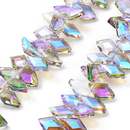 Electroplate Rhombus Glass Beads Strands EGLA-A036-12A-FR02-1