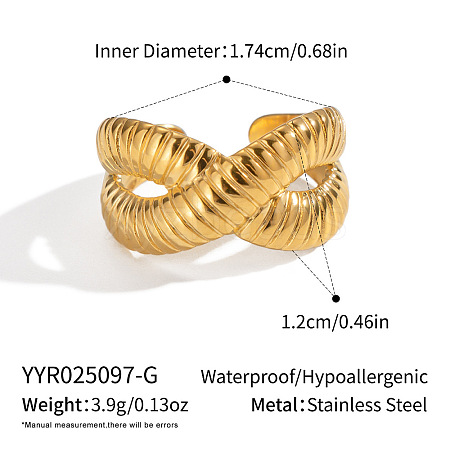 304 Stainless Steel Cross Open Cuff Rings for Women XE0377-2-1
