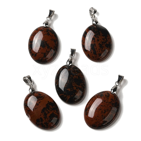 Natural Mahogany Obsidian Pendants G-Z055-03P-22-1